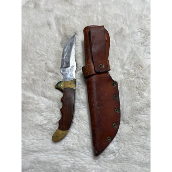 US Rigid limited Shaw Leibovitz engraved knife with leather holder hunting fight - Picture 2 of 5